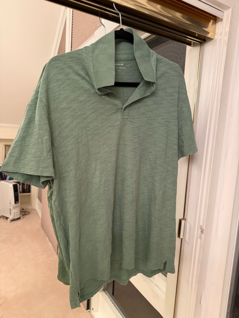 Vince Men’s Light Sage Green Short-Sleeve Polo